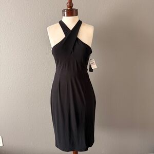 Laundry By Shelli Segal Black Halter Cross Back Dress Sz 6 NWT